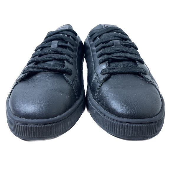 Puma Basket Classic Leather Sneaker Black Monotone Gold Leather Shoe 354367-19 - Picture 4 of 10